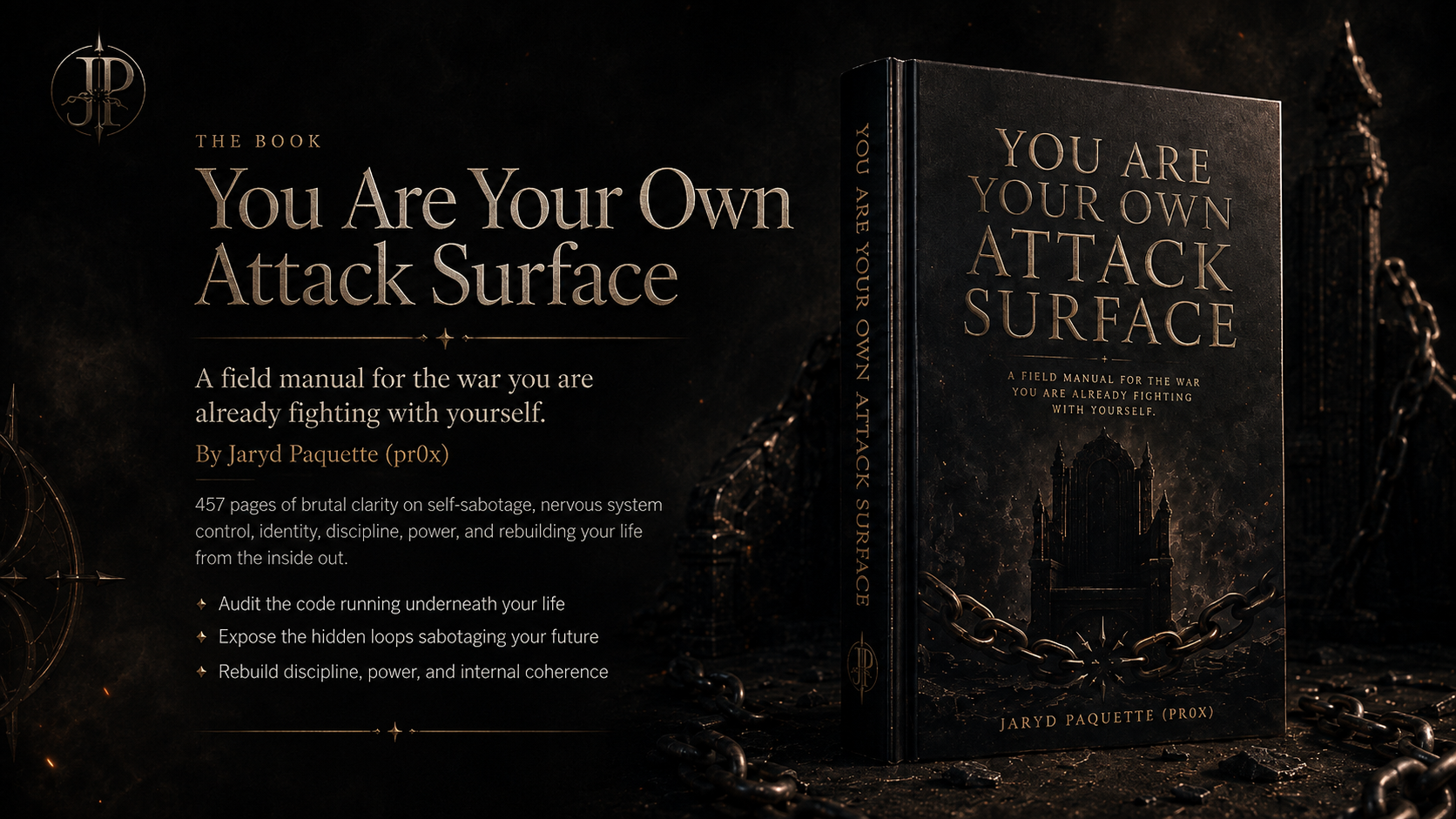 You Are Your Own Attack Surface — cover, held against chained stone
